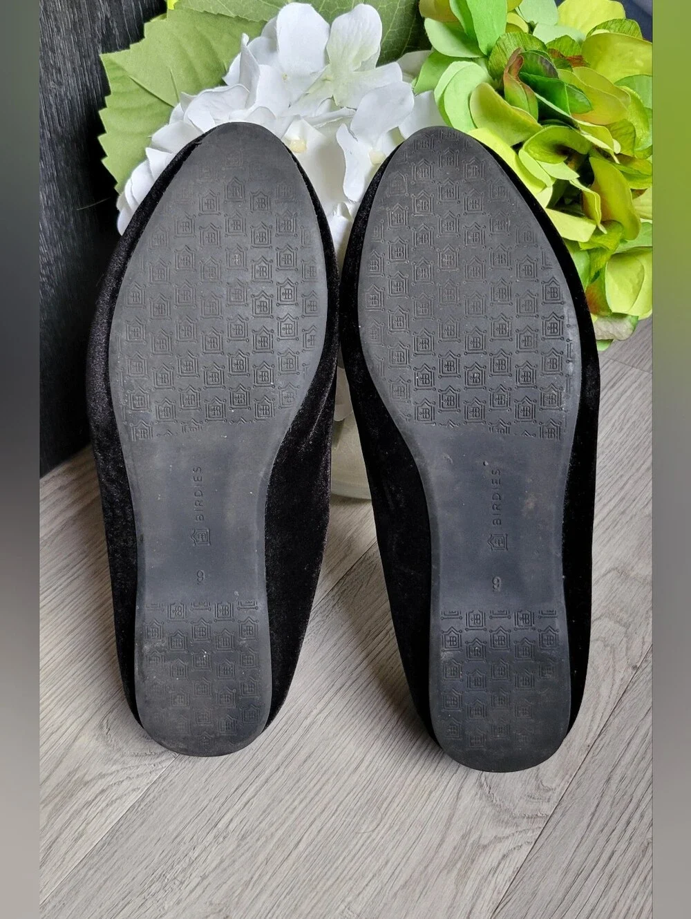 Birdies The Starling Black Velvet Smoking Loafer Slippers & Quilted Insole, US 9